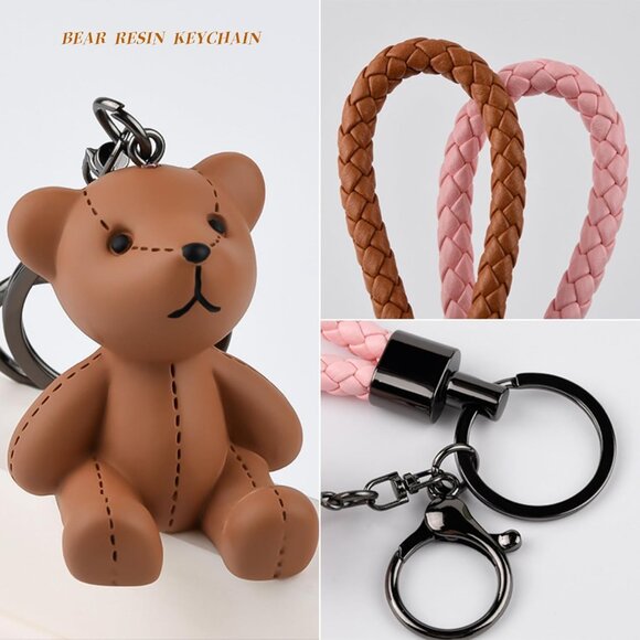 Bear Resin Keychain Bear Key Ring Bag Charm for Car Keys, Backpack Accessories,D - Picture 5 of 6